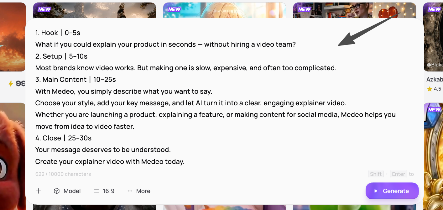 Writing script for faceless AI video