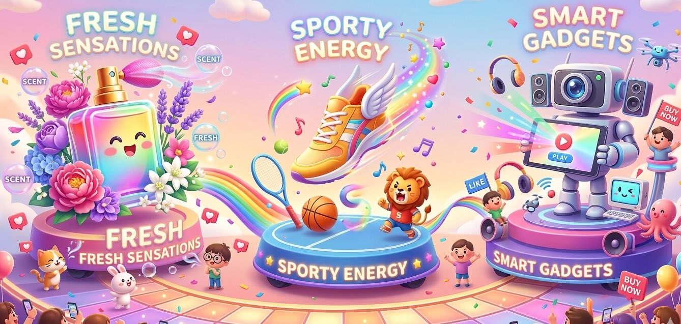 Product feature scenes video structure