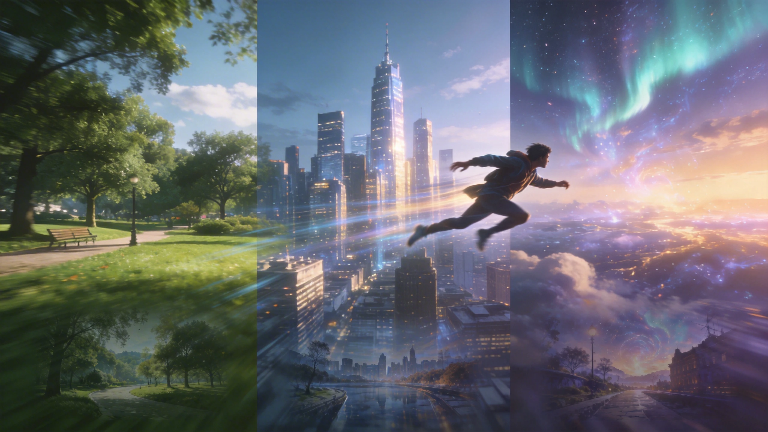 Multi-scene flying animation