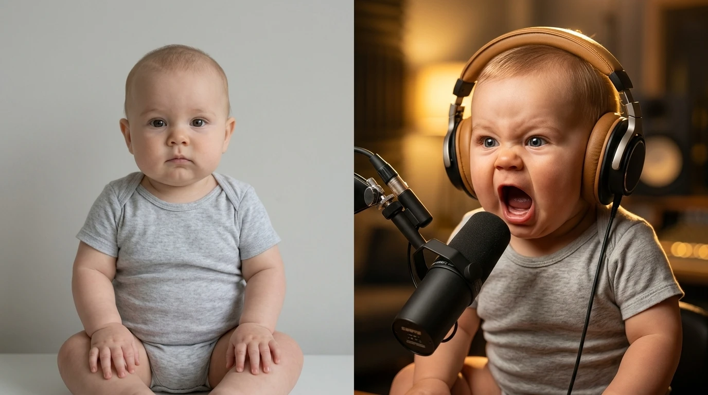Talking baby podcast image to video