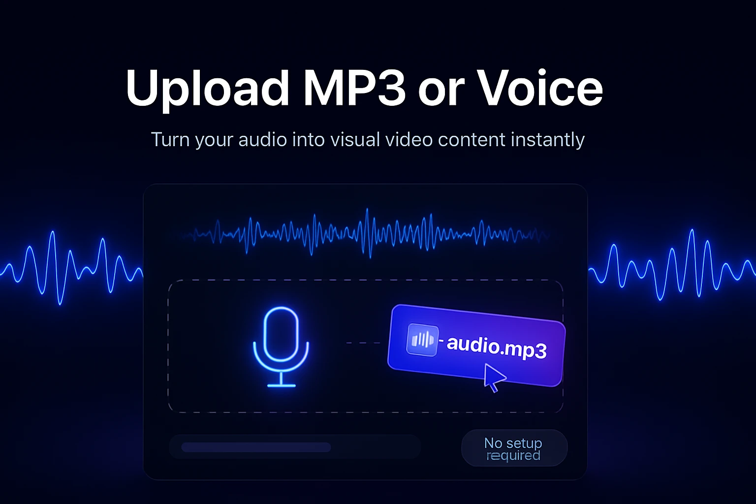 Upload MP3 or voice to convert audio to video