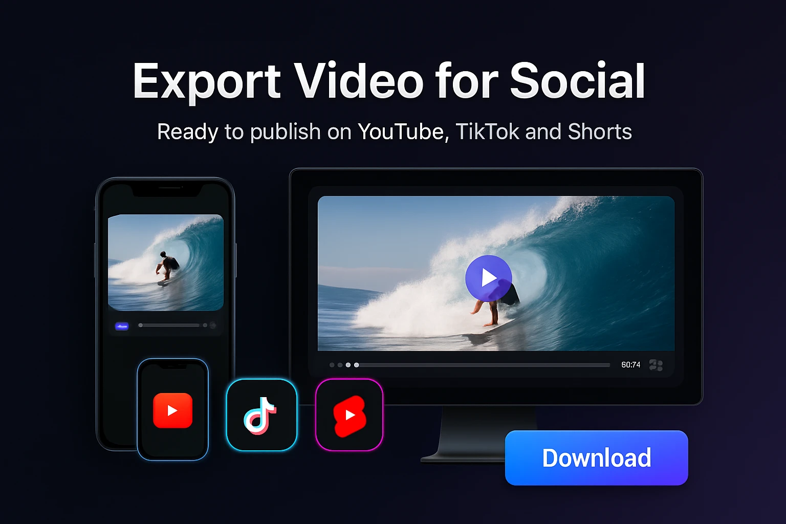 Export audio to video for social platforms