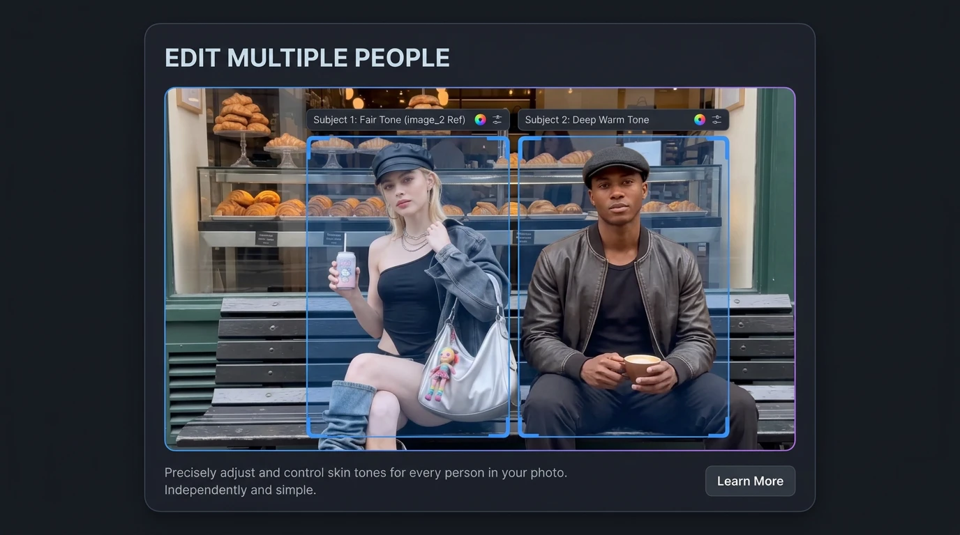 Multi-person skin tone editing