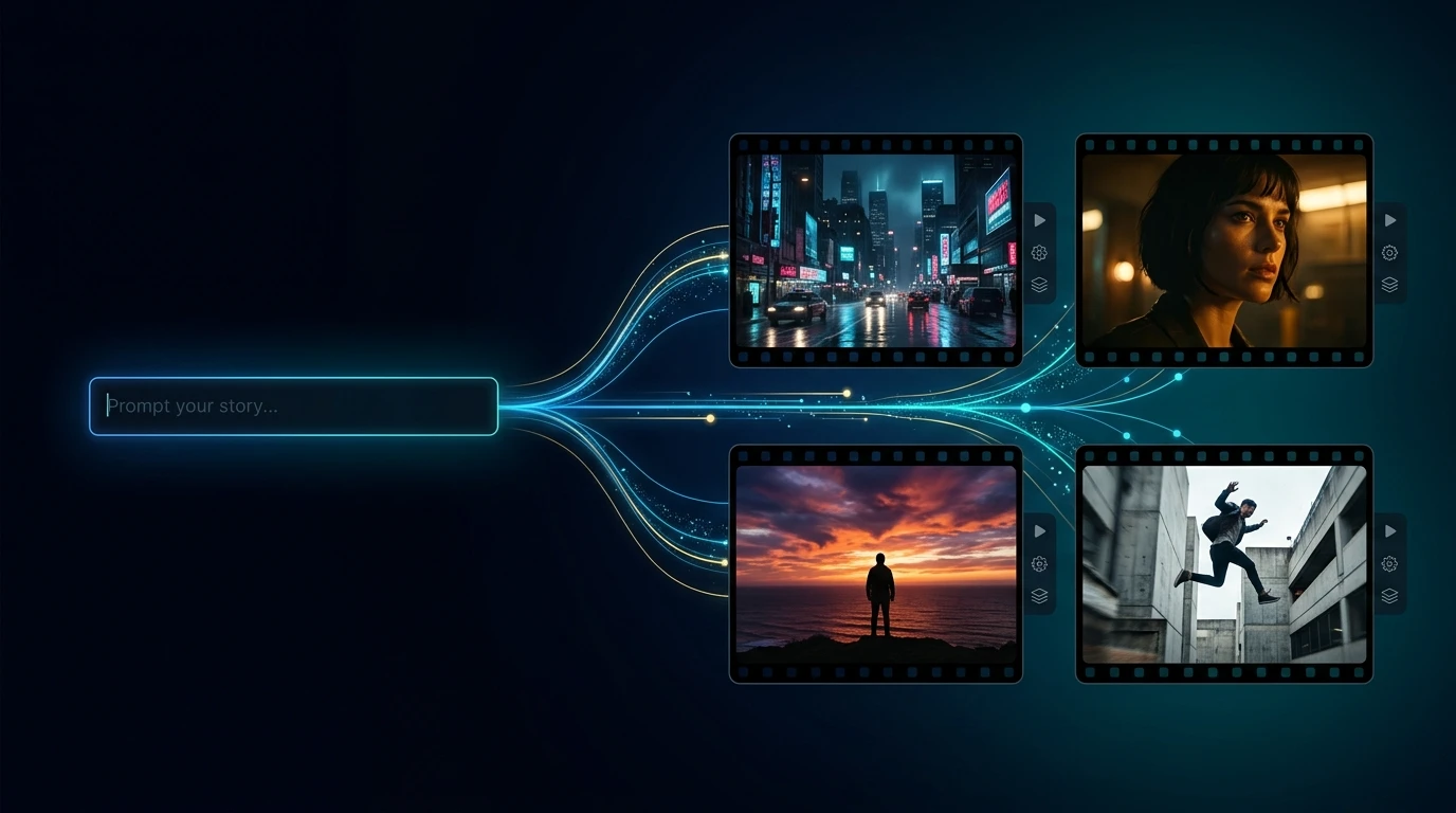 Prompt to storyboard AI example generating cinematic scenes