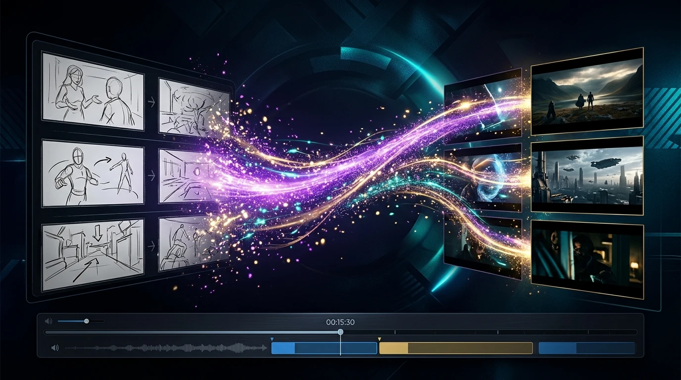 Storyboard to video AI pipeline visualization